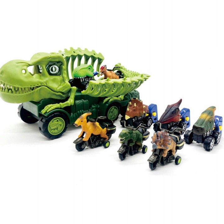 Auto transporter DINOZAUR interaktywny w zestawie z Quadem i motorem
