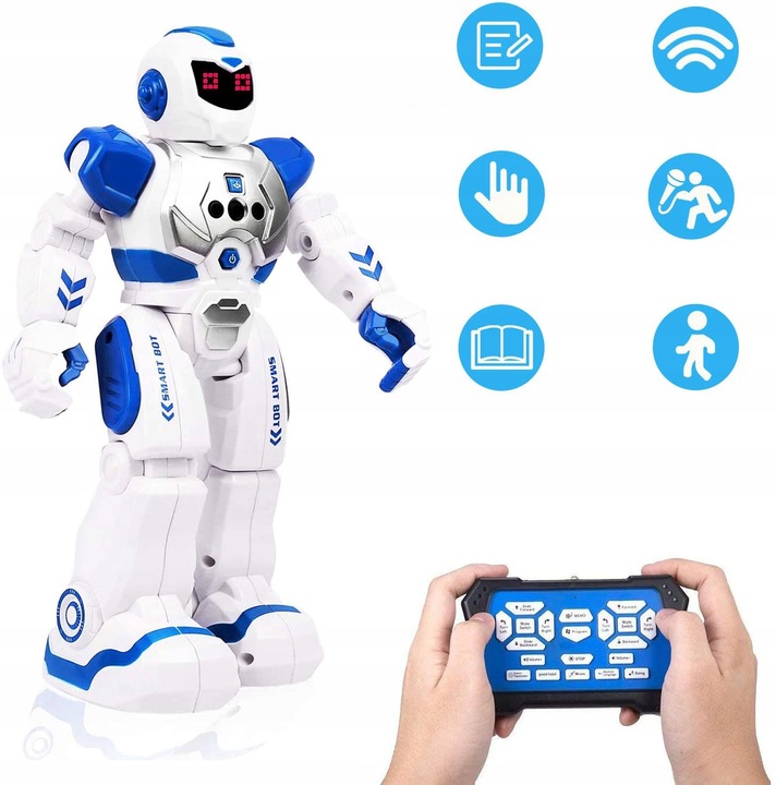 DUŻY ROBOT ZDALNIE STEROWNY ŚWIECI CHODZI PILOT AKUMULATOR SENSOREM GESTÓW
