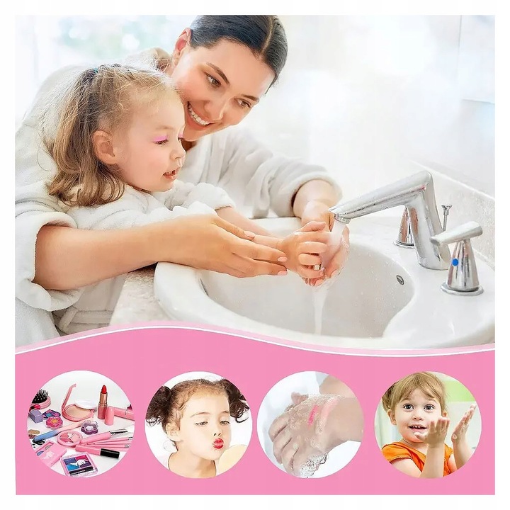 KUFEREK KOSMETYCZKA DLA DZIEWCZYNKI CIENIE LAKIERY TIPSY SZMINKA +BIŻUTERIA