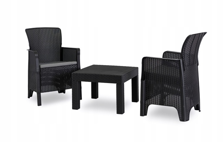 Zestaw Meble Ogrodowe Technorattan Na Taras Ogród Komplet Czarne FRESNO