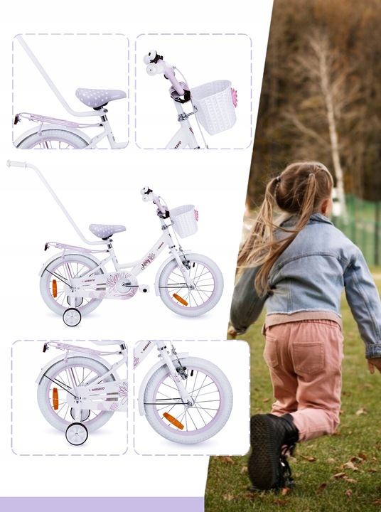 ROWEREK DZIECIĘCY 16 CALI ROWER DLA DZIEWCZYNKI KOSZYK I PROWADNIK + GRATIS