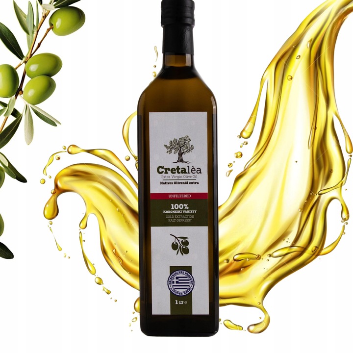 Oliwa z Oliwek Extra Virgin 1L Grecka NIEFILTROWANA Data 03/2027