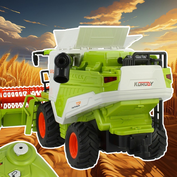 Kombajn Zdalnie Sterowany Pilot R/C Traktor Generator DYMU Światła Dźwięk