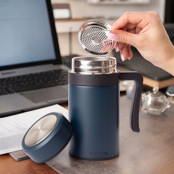 KUBEK TERMICZNY SZCZELNY TERMOS NA KAWĘ HERBATĘ GORĄCE NAPOJE DUŻY 450ML