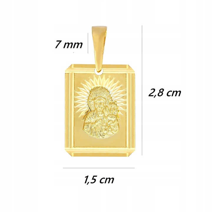 ZŁOTY MĘSKI MEDALIK MATKA BOSKA CZĘSTOCHOWSKA, SREBRO PRÓBA 925 POZŁACANY