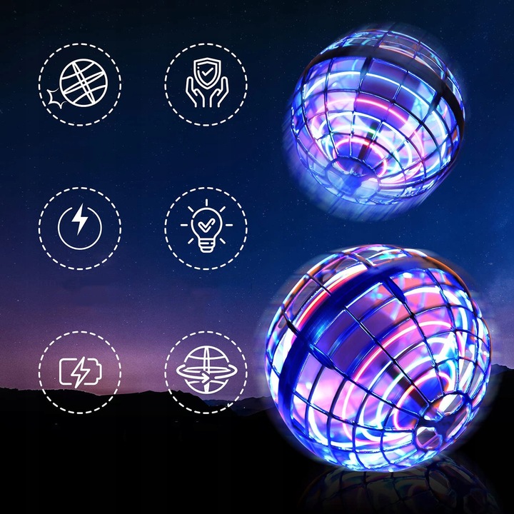 LATAJĄCA PIŁKA LATAJĄCA BOOMERANG SPINNER KULA STEROWANY RĘKĄ LED