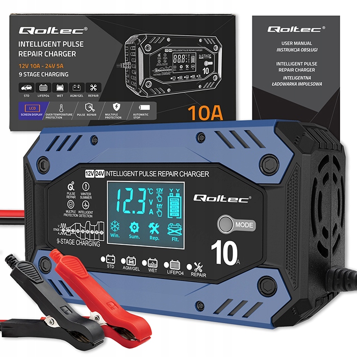 Prostownik ładowarka do akumulatorów LIFEPO4 z funkcją naprawy 12-24V 10A