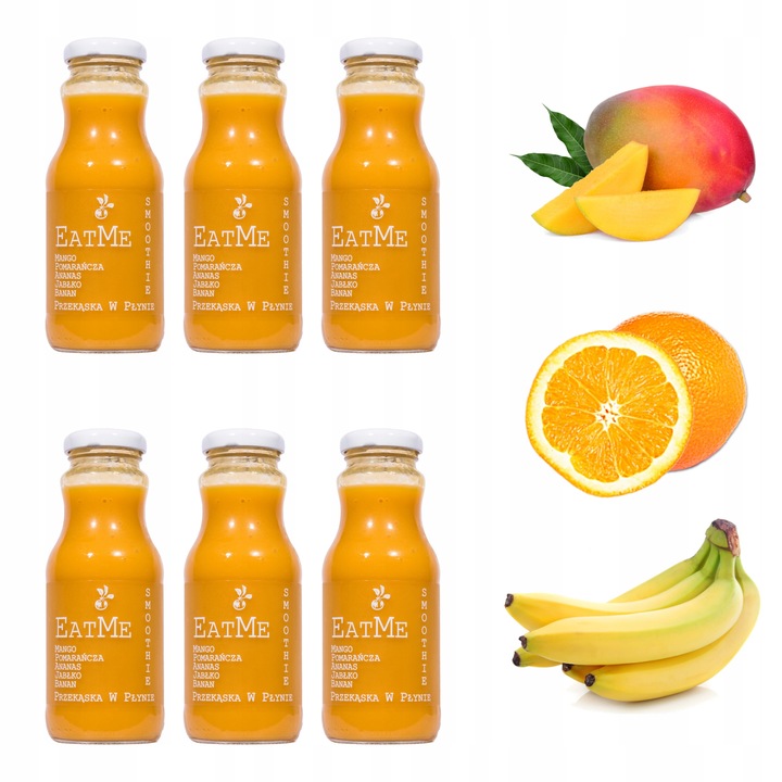 Mus owocowy smoothie mango banan pomarańcza 6x240ml przekąska bez cukru