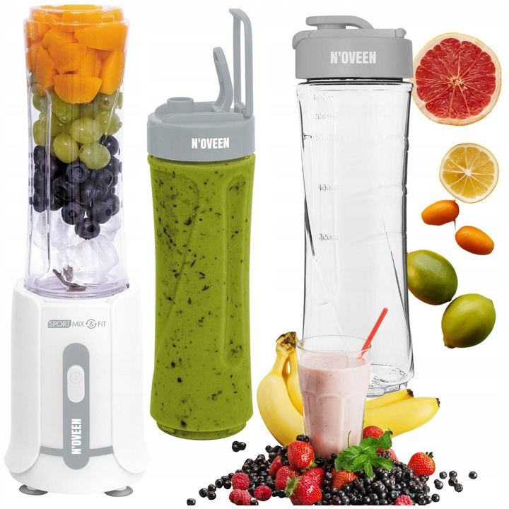 Blender kielichowy Smoothie Koktajl Shaker Na siłownię + 2 butelki