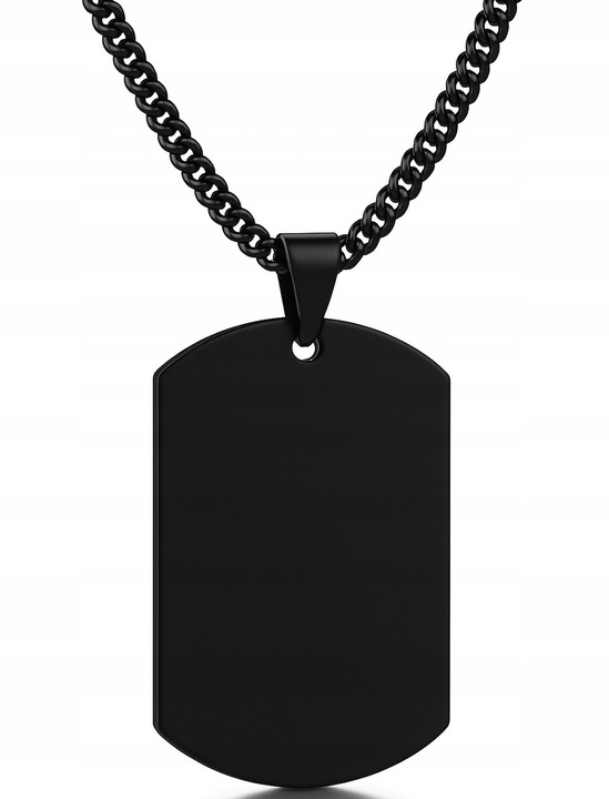 Czarny łańcuszek męski nieśmiertelnik stal chirurgiczna 316l grawer