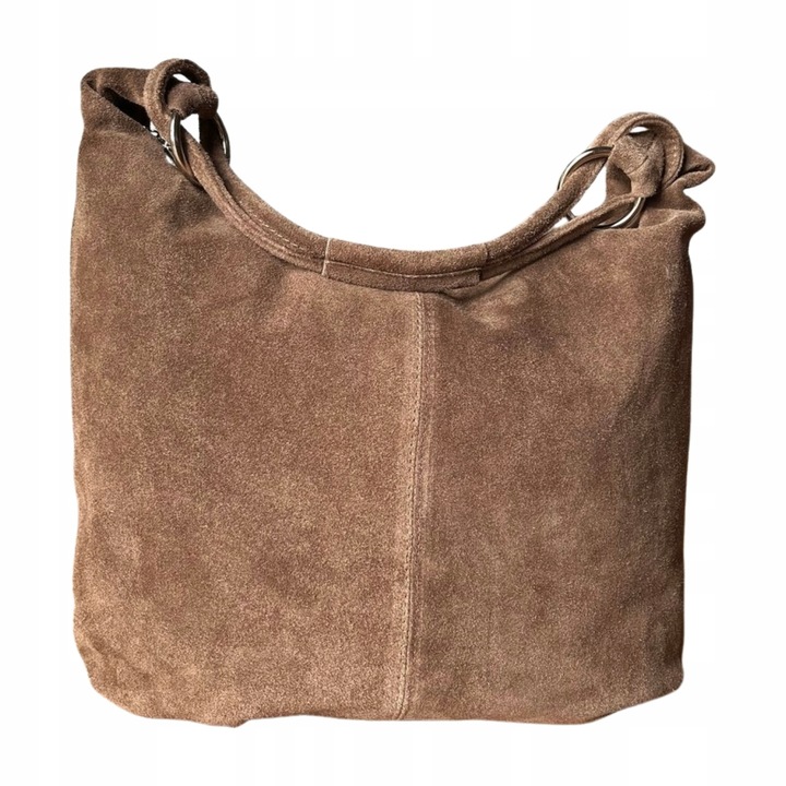 TAUPE ZAMSZOWA TOREBKA WOREK CAPPUCCINO TOREBKA ZAMSZ NATURALNY Vera Pelle