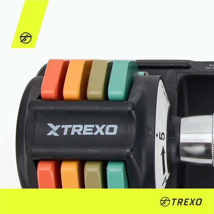 Zestaw hantli regulowanych TREXO ŻELIWNE 2 x 5 kg multicolor