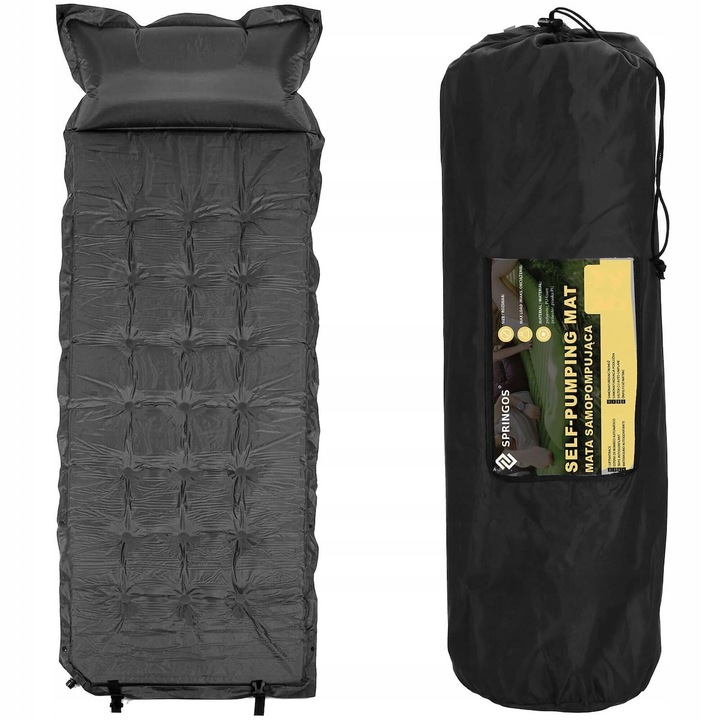 MATA SAMOPOMPUJĄCA KARIMATA 180x66 cm Z PODUSZKĄ GRUBA Z POKROWCEM MATERAC