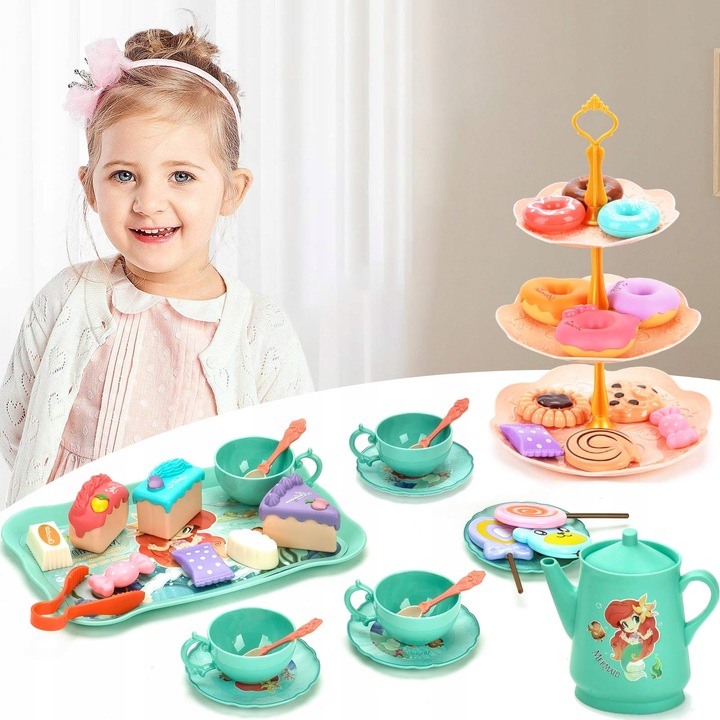 Serwis kawowy ZESTAW do herbaty dla dzieci w walizce czajnik taca B108 CE