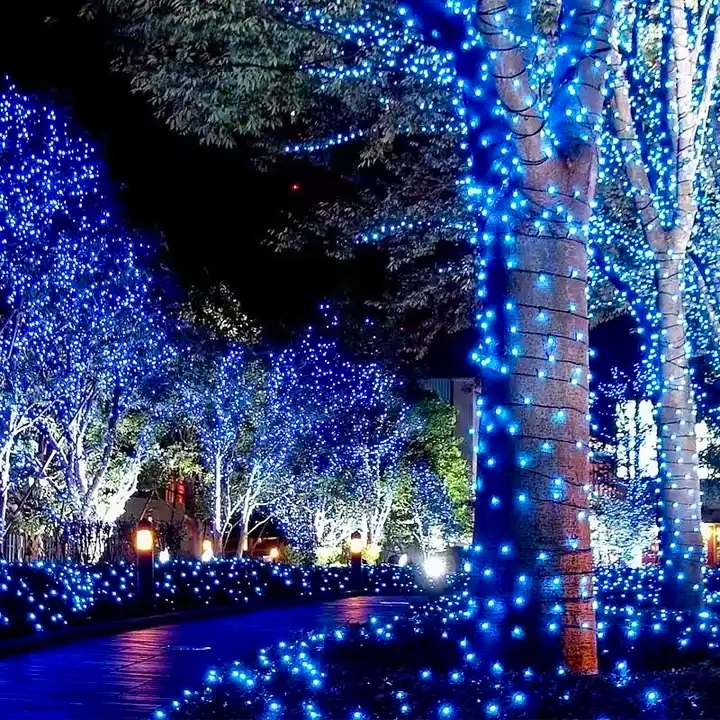 LAMPKI CHOINKOWE 1000 LED ZEWNĘTRZNE FLASH EFEKT ISKIERKI GRUB KABEL multi