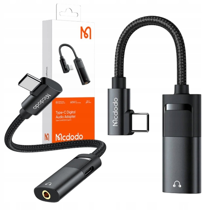 MCDODO PRZEJŚCIÓWKA ADAPTER USB TYP C DO AUX + USB-C DO SŁUCHAWEK ŁADOWANIA