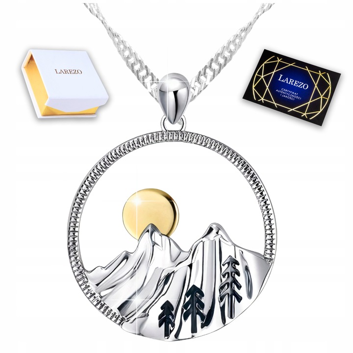 Naszyjnik Srebrny Góry Tatry Okrągły Wisiorek z Górami Tatrami SREBRO 925
