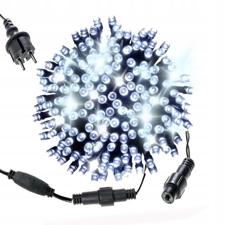 LAMPKI CHOINKOWE 500 LED STAŁE + FLASH ZEWNĘTRZNE BŁYSK IP44 BIAŁE ZIMNE