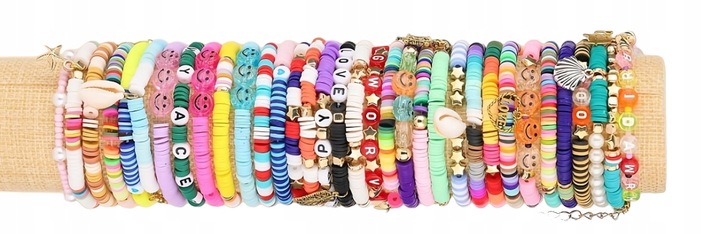 OGROMNY Zestaw do Robienia Biżuterii Bransoletek Literki Buźki Charmsy XXL