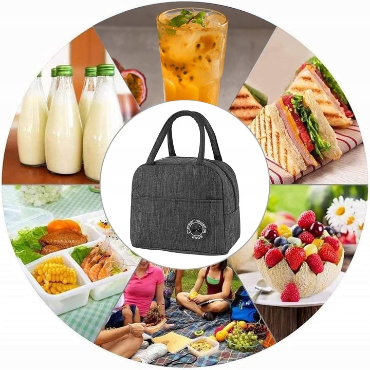 TORBA LUNCHBOX PIKNIKOWA NA ŚNIADANIE TERMICZNA IZOLACYJNA ŚNIADANIOWA