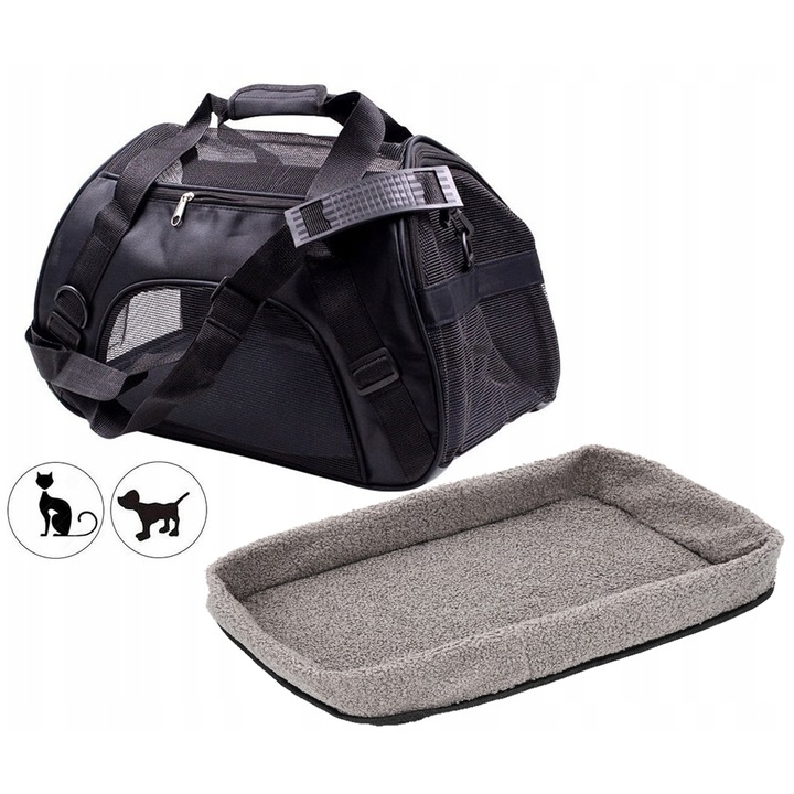 TORBA TRANSPORTER DLA KOTA PSA Z MATĄ PLUSZOWĄ L