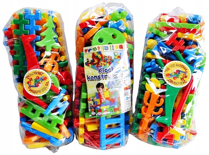 ZESTAW KLOCKI WAFLE MIX 80 EL + WAFLE 48 ADUSIE - 128 elementy