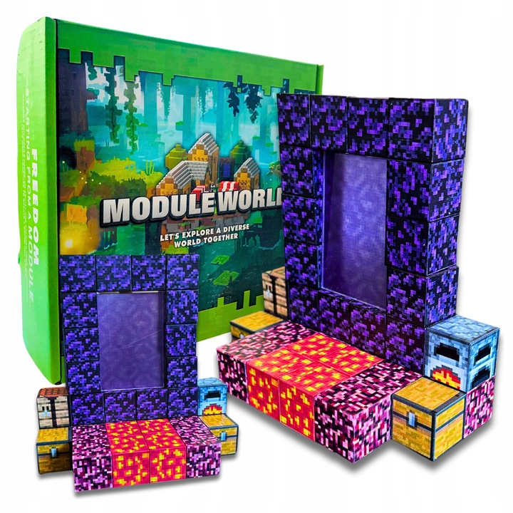 KLOCKI MAGNETYCZNE SZEŚCIANY ZESTAW 32 KLOCKÓW + 1 LUDZIK BLOKI 3D PIKSELE