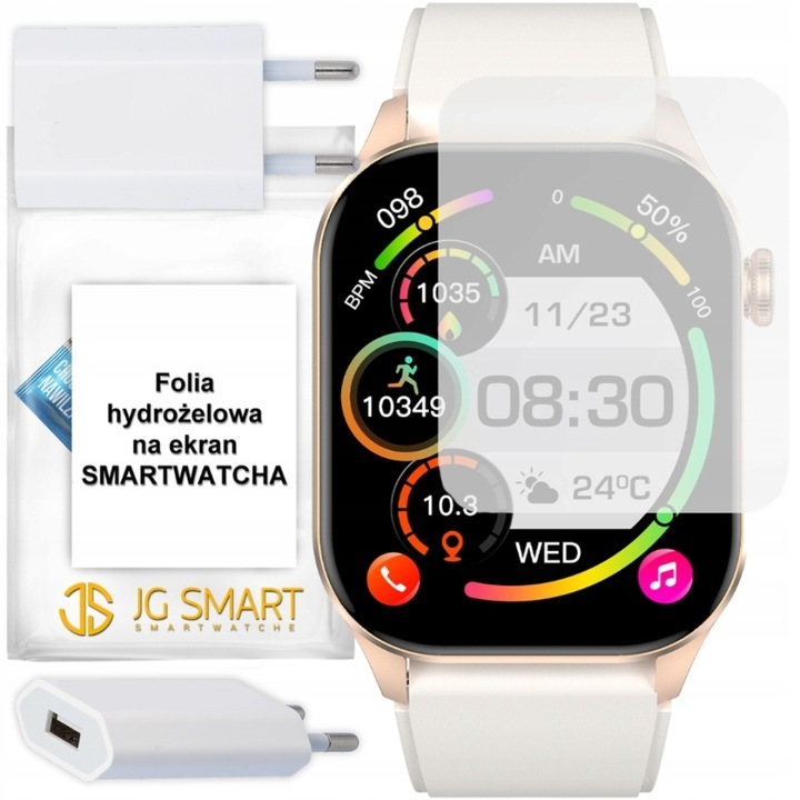 SMARTWATCH DAMSKI ZEGAREK POMIAR GLUKOZY CIŚNIENIE MENU PL ROZMOWY 2 PASKI