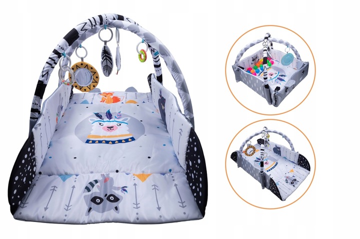 Duża interaktywna edukacyjna dwustronna mata dla niemowląt 3w1 lama