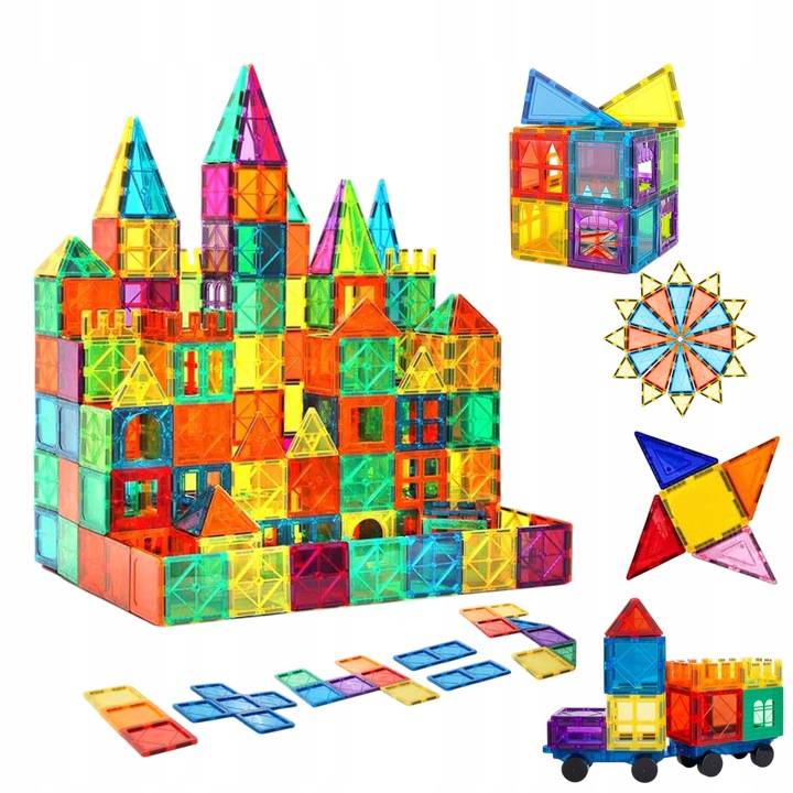 KLOCKI MAGNETYCZNE PANELE KONSTRUKCYJNE EDUKACYJNE KOLOROWE 3D ZESTAW 100EL