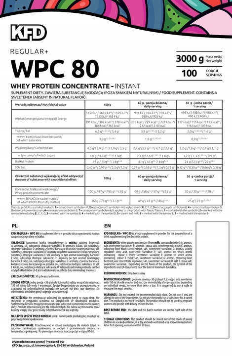 KFD REGULAR+ WPC 80 - 3000 G - BIAŁKO SERWATKOWE