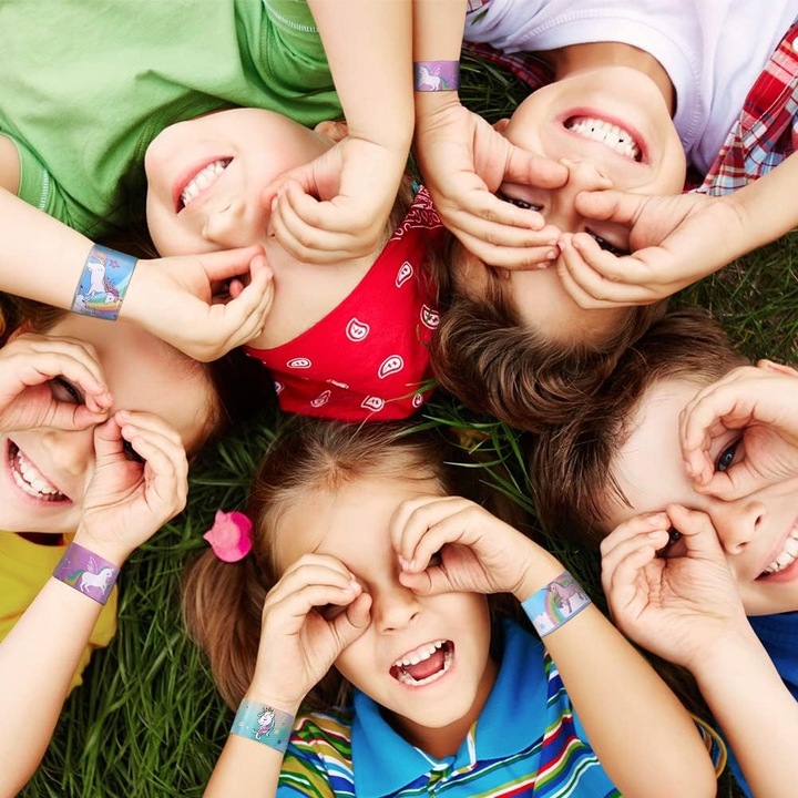 OPASKI ZACISKOWE BRANSOLETKI KOLOROWE W JEDNOROŻCE IDEALNE DLA DZIECI 24SZT