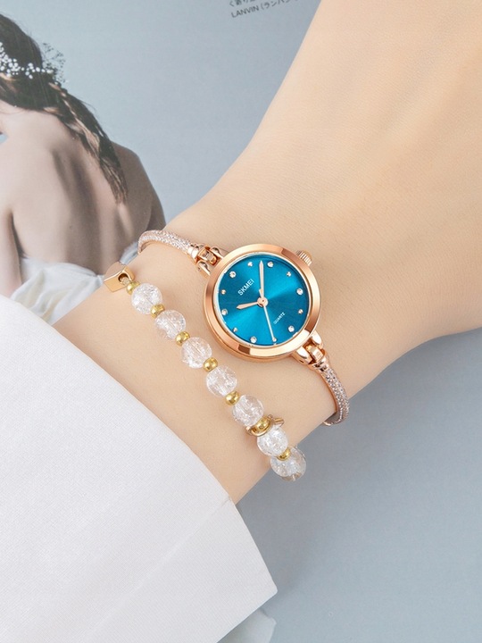 Zegarek damski SKMEI bransoleta elegancki złoty łańcuszek