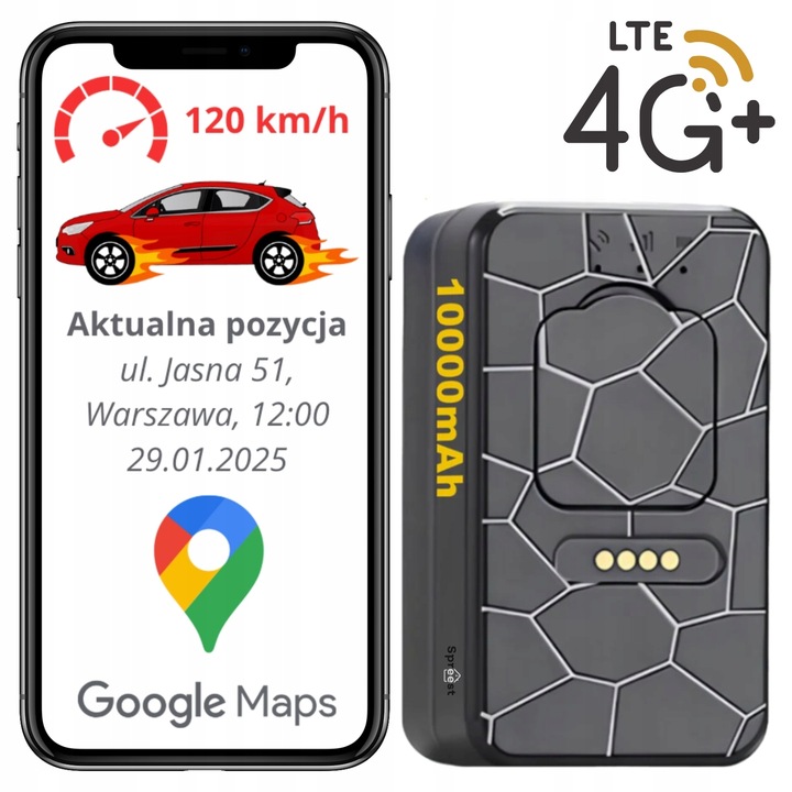 LOKALIZATOR GPS 4G MINI DO POJAZDU ROWERU AUTA MAGNES TRACKER G50L 10000mAh
