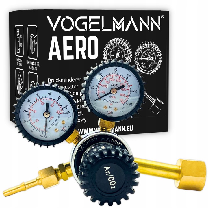 Vogelmann Reduktor gazu do butli CO2 ARGON Manometr AERO 200 bar W21,8x1/14