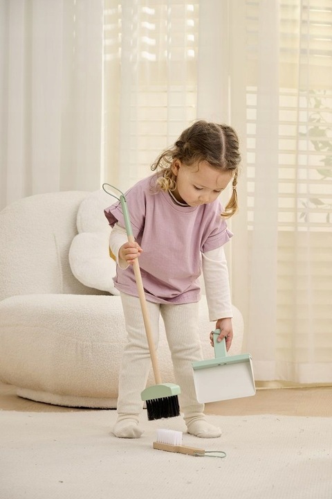 ZABAWKI DLA DZIECI 3+ ZESTAW DO SPRZĄTANIA DREWNIANY PRZYBORY 6EL. LELIN