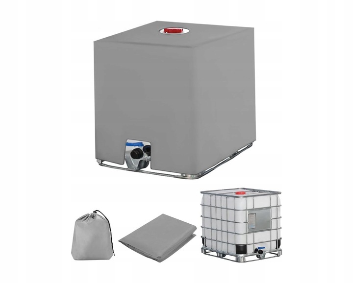 Pokrowiec na zbiornik na wodę Mauzer 1000l IBC na deszczówkę Srebrny