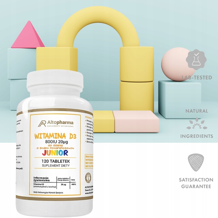 WITAMINA D3 800IU 20µg DLA DZIECI DO SSANIA 3x120t