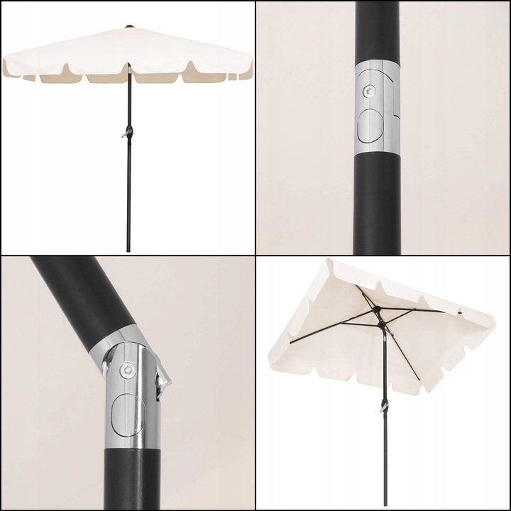 DUŻY PARASOL OGRODOWY SKŁADANY ECRU ŁAMANY BALKONOWY 240cm Z KORBĄ SOLIDNY