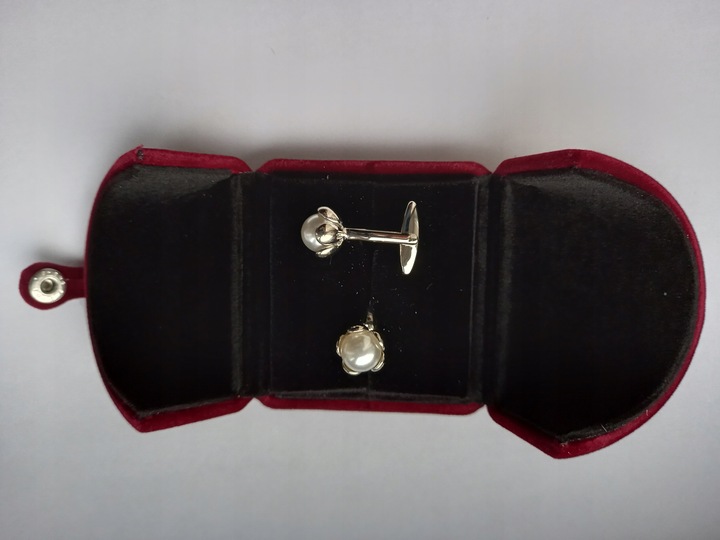 Srebrne spinki do mankietów Exciting z Perłą