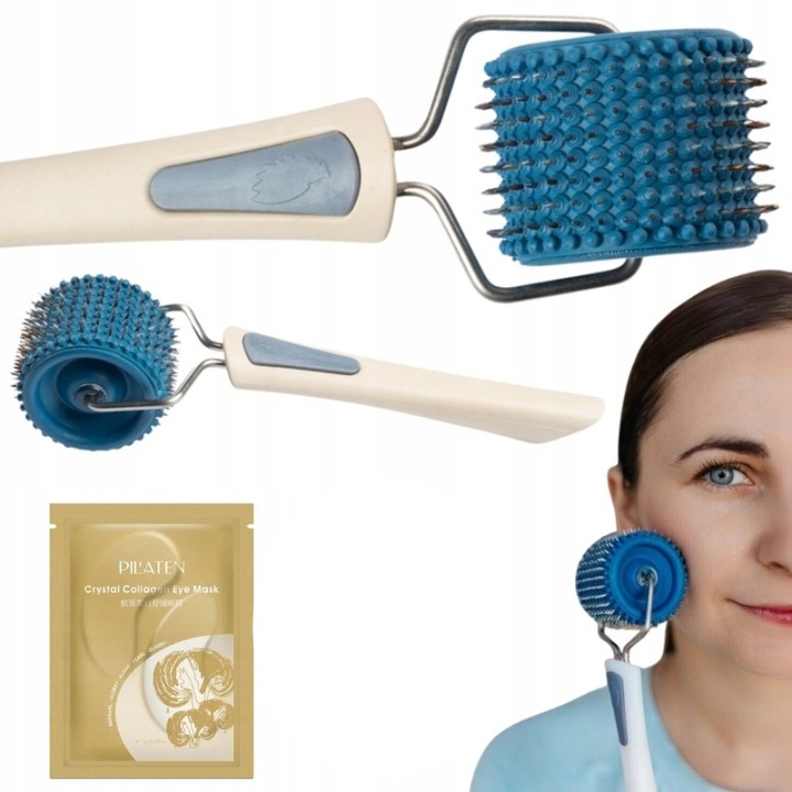 Aplikator LYAPKO WAŁEK z igłami do masażu twarzy NIEBIESKI + GRATIS