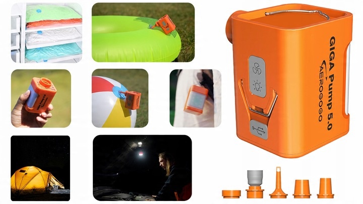 GIGA PUMP 5.0 POMPKA DO MATERCA Z LAMPKĄ 5 końcówek 260l/min 5kPa