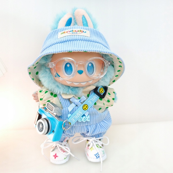 Ubranka dla La bubu 1-3 Gen: Niebieskie Spodnie, Okulary, Buty, Aparat