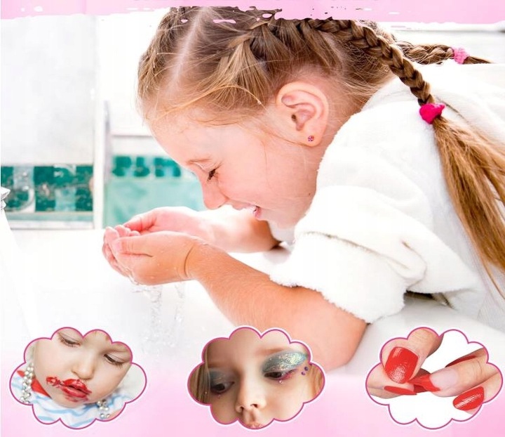 ZESTAW KOSMETYKÓW DO MAKIJAŻU I PAZNOKCI KUFEREK MAKE UP PREZENT DLA DZIECI
