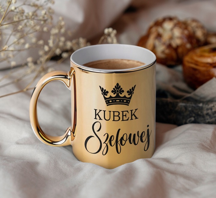 KUBEK ZŁOTY ELEGANCKI STYLOWY DLA SZEFOWEJ KUBEK SZEFA PREZENT
