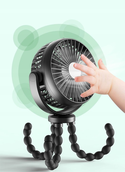 WENTYLATOR PRZENOŚNY WIATRAK BIURKOWY 5200mAh Z ELASTYCZNYM STATYWEM