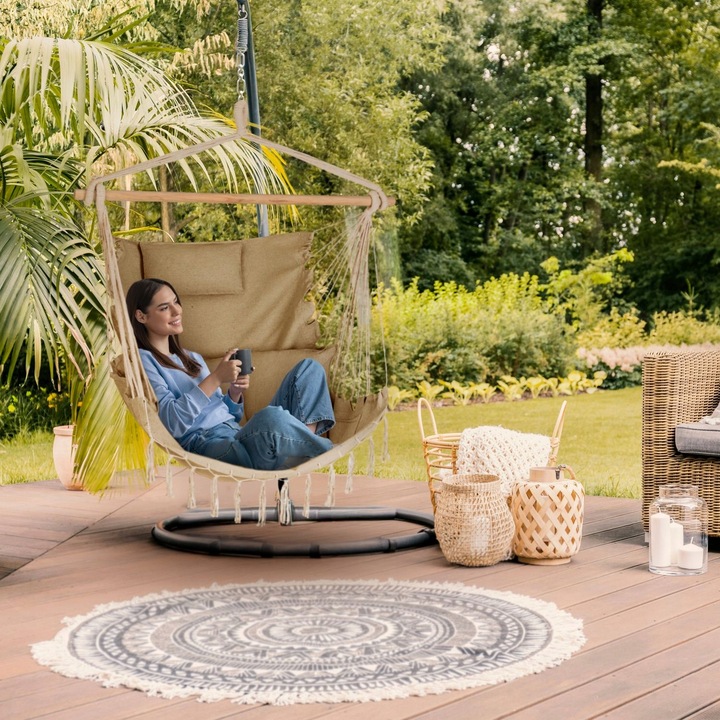 FOTEL WISZĄCY KRZESŁO BRAZYLIJSKIE HUŚTAWKA HAMAK BOHO SOIS XXL OUTTEC