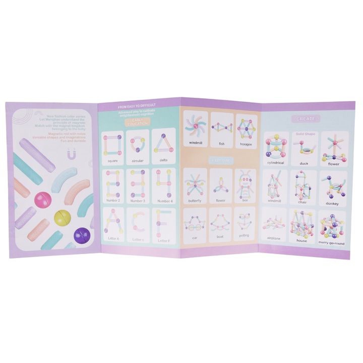 Klocki Magnetyczne Duże Konstrukcyjne Dla Dzieci 36 el Kuferek Kulki Zestaw