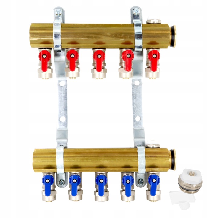 Rozdzielacz C.O. 5 obwodów zaworki PEX odpowietrzniki DO GRZEJNIKÓW