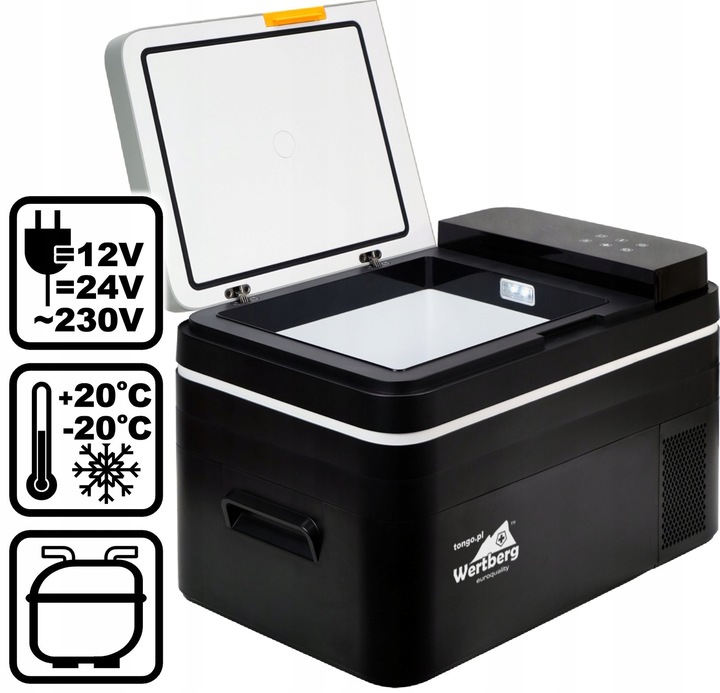 30L lodówka zamrażarka -20°C 12V/24V|230V bluetooth samochodowa sprężarkowa